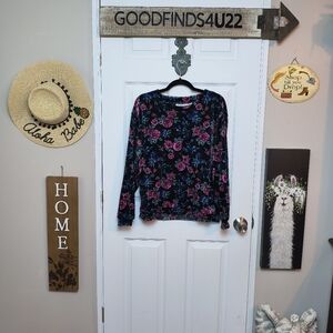 Vintage Jaclyn Smith Sport Floral Cottagecore  Multi Pullover Cuff Sleeves M